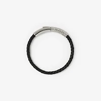Leather Check Bracelet in Silver/black - Men | Burberry® Official