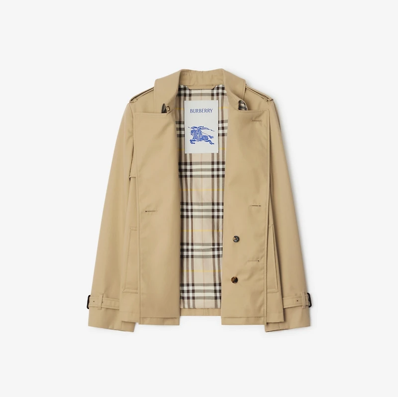Cotton Blend Trench Jacket in Beige - Women, Nylon | Burberry® Official