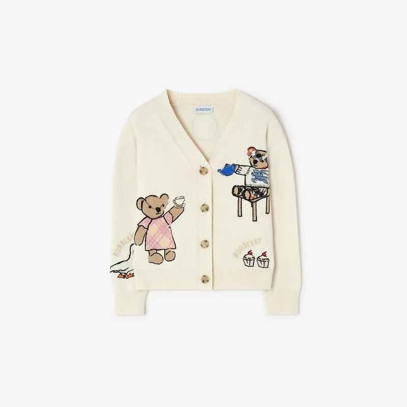 Tea Party Cotton Blend Cardigan in Ivory | Burberry® Official