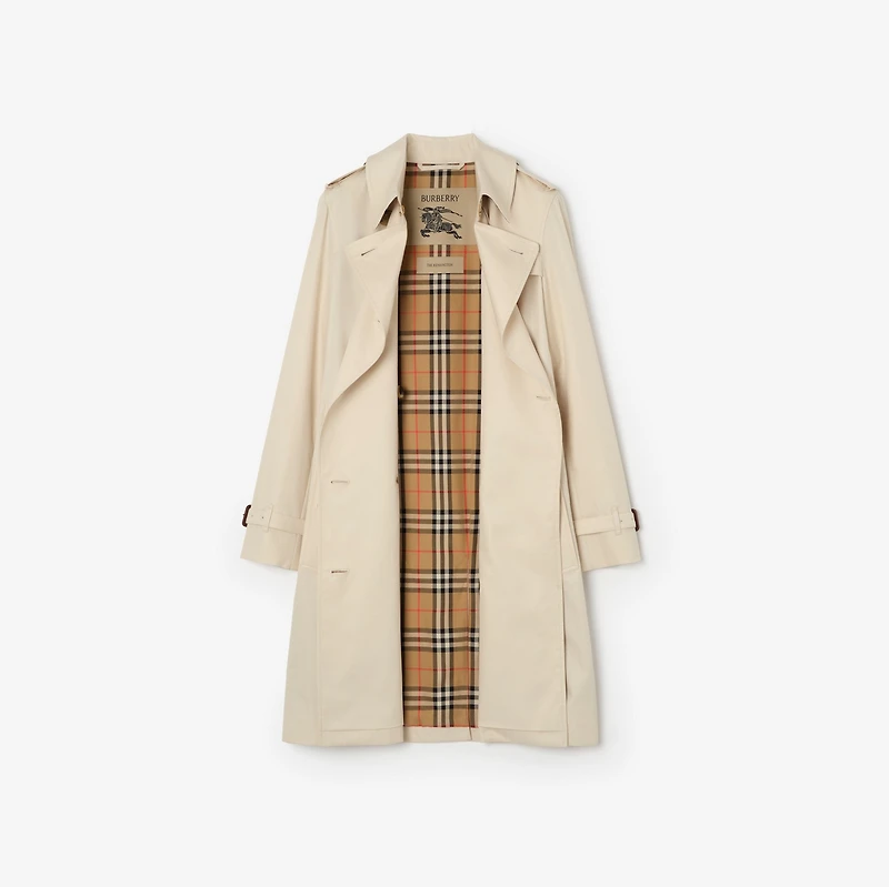 Mid-length Tropical Gabardine Kensington Trench Coat in Clam beige - Women | Burberry® Official