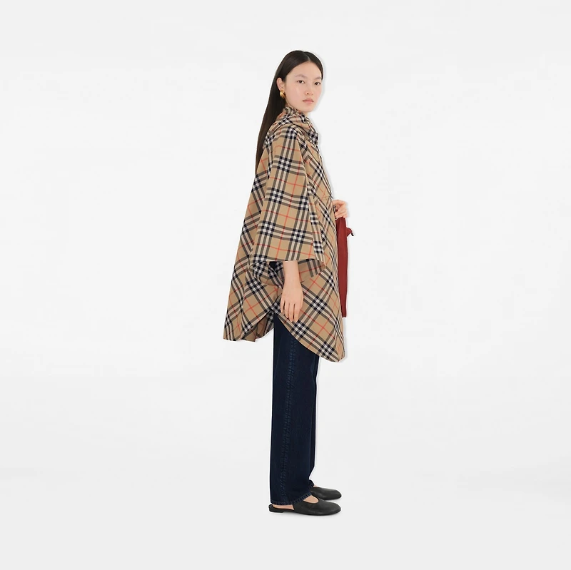 Packaway Check Twill Cape in Sand | Burberry® Official