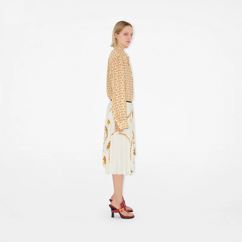 Shield Hardware Jersey Skirt in Gold/white - Women | Burberry® Official
