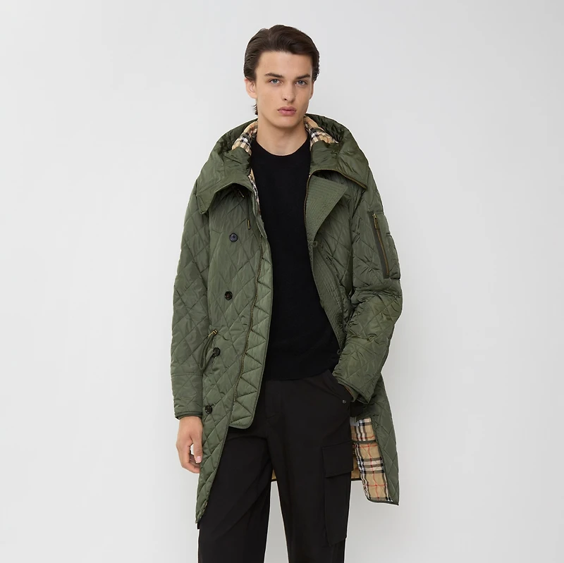 Reissued Quilted Nylon Parka in Khaki green - Men | Burberry® Official