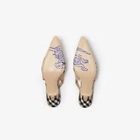 Check Dame Slingback Pumps​ in Sand - Women, Linen | Burberry® Official