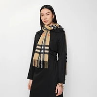 Crystal Check Cashmere Scarf in Sand beige | Burberry® Official