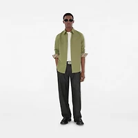 Slim Fit Cotton Shirt in Wreath green - Men | Burberry® Official