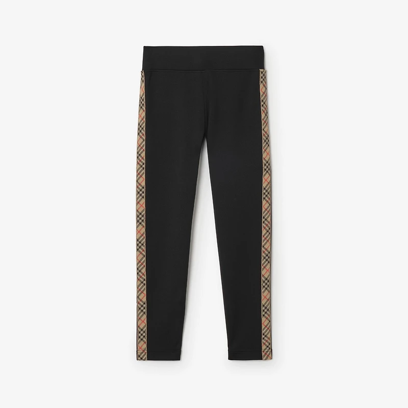 Check Trim Nylon Leggings in Black | Burberry® Official