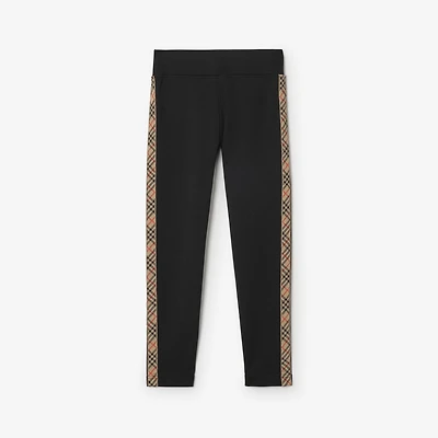 Check Trim Nylon Leggings in Black | Burberry® Official