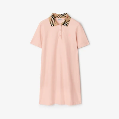 Check Collar Cotton Polo Shirt Dress in Bouquet pink - Women | Burberry® Official
