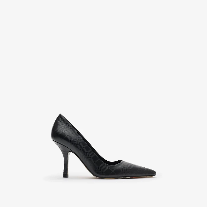 Check Leather Dame High Pumps in Black - Women | Burberry® Official