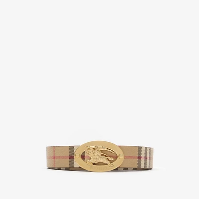 Reversible Check Knight Stamp Belt in Archive beige/tobacco - Women, Cotton, Technical | Burberry® Official