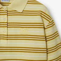 Cropped Striped Cotton Polo Shirt in Alabaster - Women | Burberry® Official