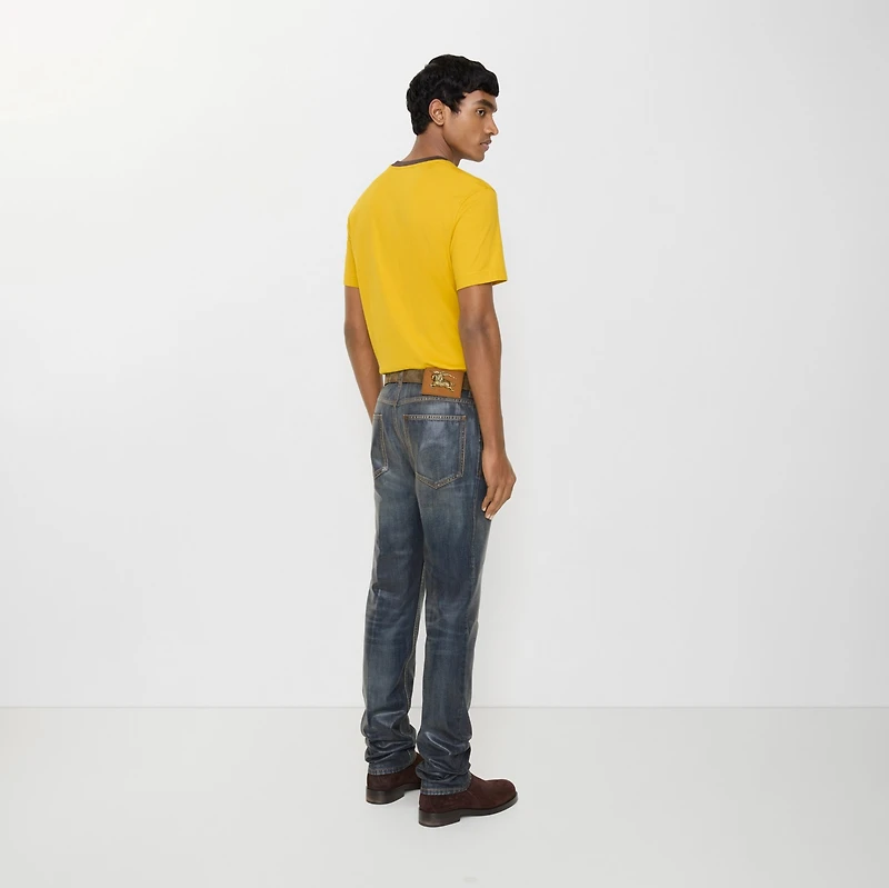 Slim Coated Jeans in Mid blue - Men, Cotton | Burberry® Official