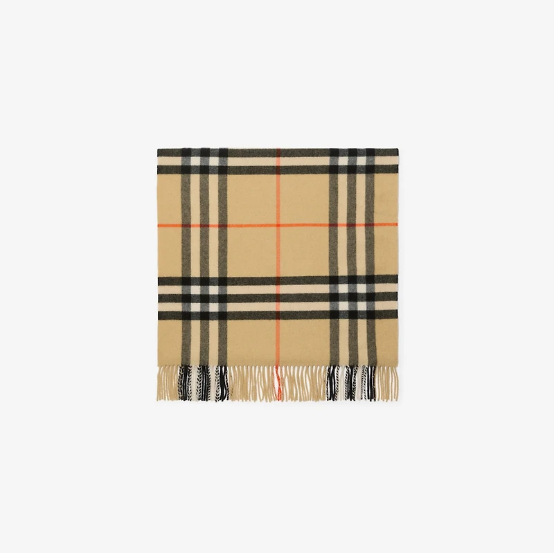 Wide Cross Stitch EKD Check Cashmere Scarf in Sand beige | Burberry® Official