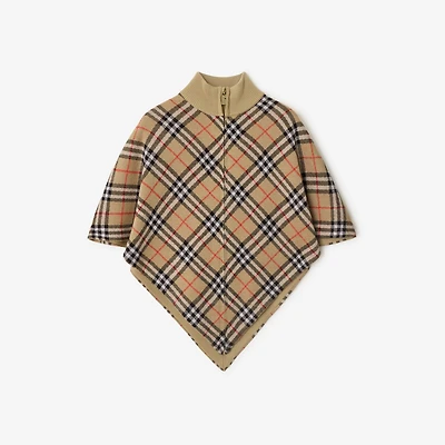 Check Wool Cape in Sand | Burberry® Official