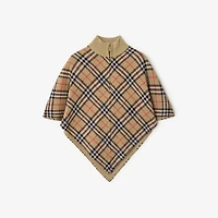 Check Wool Cape in Sand | Burberry® Official