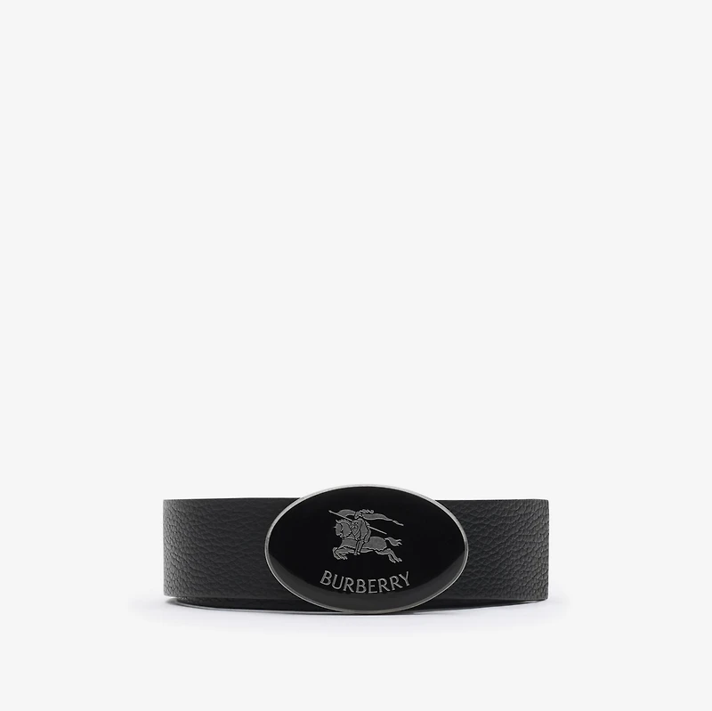 Reversible Leather Oval Knight Stamp Belt in Black/hazel - Men | Burberry® Official