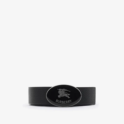 Reversible Leather Oval Knight Stamp Belt​ in Black/hazel - Men | Burberry® Official