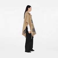Reversible Check Cashmere Cape in Sand | Burberry® Official