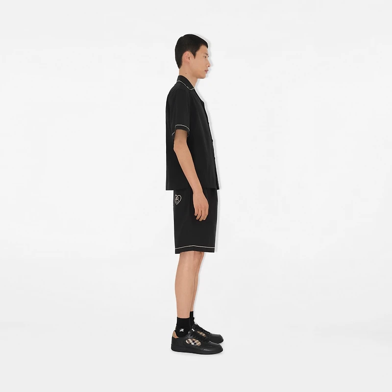 Relaxed Fit B Heart Cotton Poplin Shirt in Black - Men | Burberry® Official