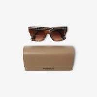 Check Square Sunglasses in Birch brown - Women | Burberry® Official