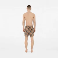 Check Swim Shorts in Sand - Men, Nylon | Burberry® Official