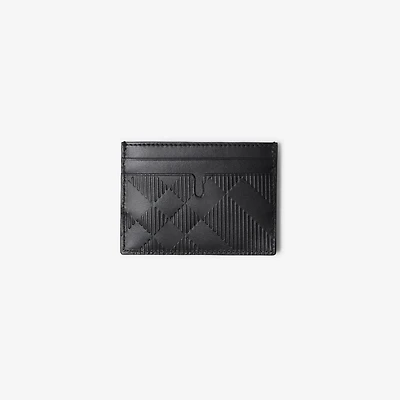 Embossed Check Card Case in Black - Men, Leather | Burberry® Official