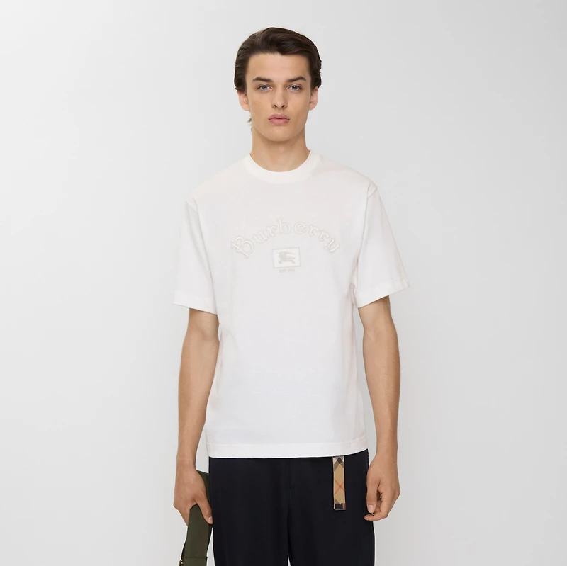 Gothic Logo Cotton T-shirt in Chalk white - Men | Burberry® Official
