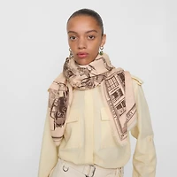 London Landmarks Wool Silk Scarf in Sepia | Burberry® Official