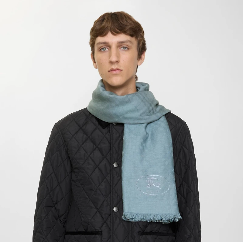 Wide Check Wool Silk Scarf in Index | Burberry® Official