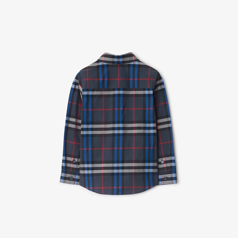 Check Cotton Shirt in Storm | Burberry® Official