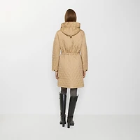 Quilted Nylon Hooded Coat in Flax beige - Women | Burberry® Official
