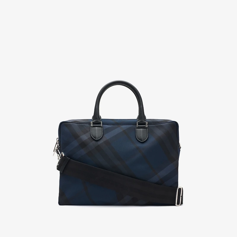 Grid Briefcase in Navy - Men | Burberry® Official