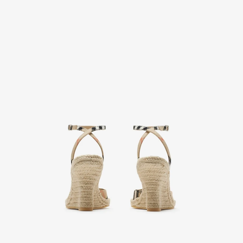Check Mews Espadrille Pumps​ in Sand - Women, Linen | Burberry® Official
