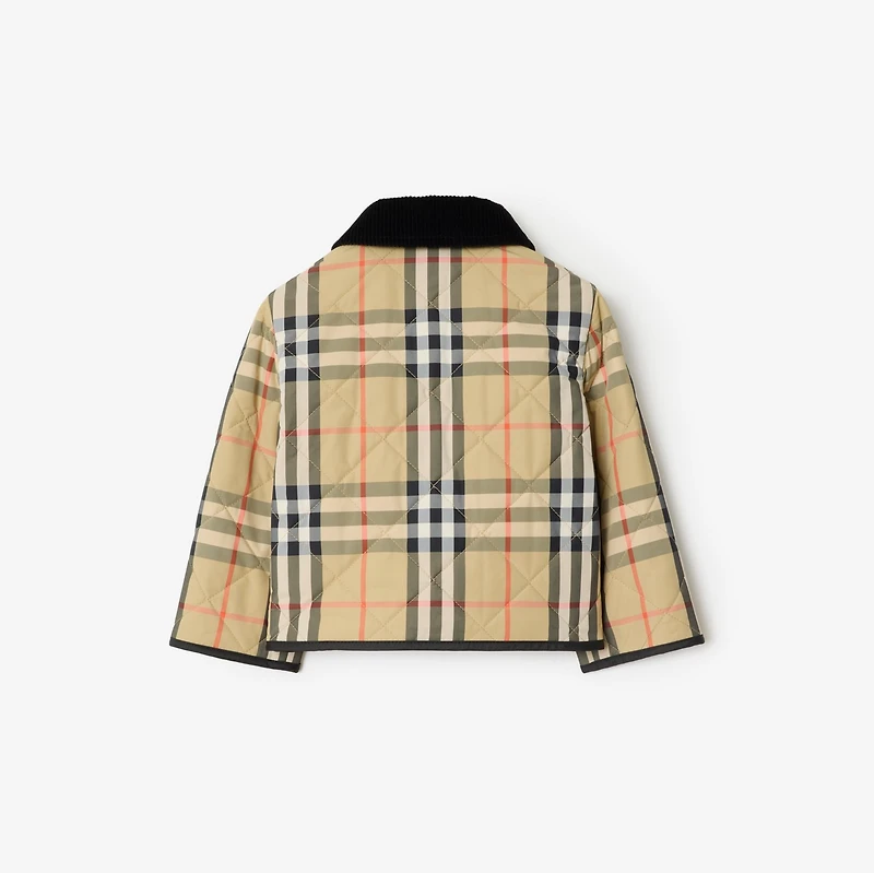 Check Quilted Nylon Barn Jacket in Sand | Burberry® Official