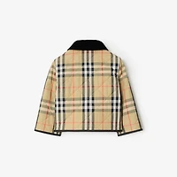 Check Quilted Nylon Barn Jacket in Sand | Burberry® Official