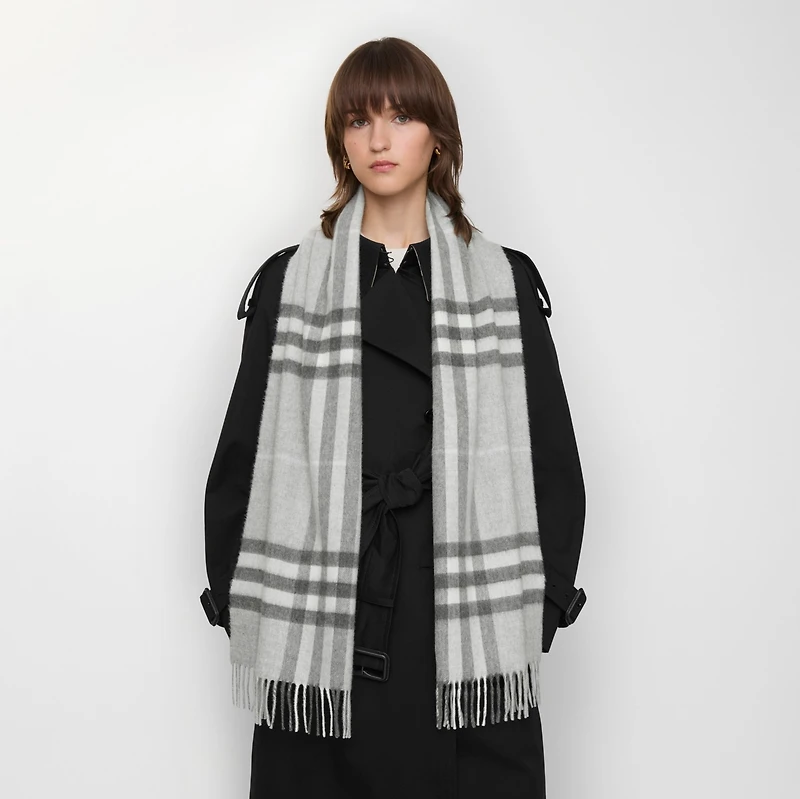 Check Cashmere Scarf in Mitten | Burberry® Official