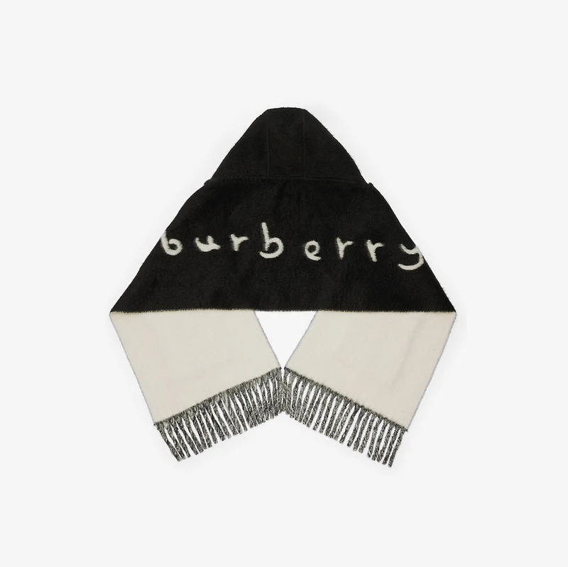 Logo Alpaca Wool Blend Hooded Scarf in Black | Burberry® Official