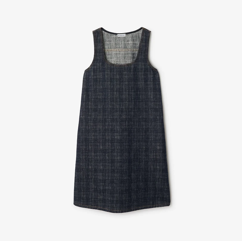 Check Denim Dress in Indigo - Women, Cotton | Burberry® Official
