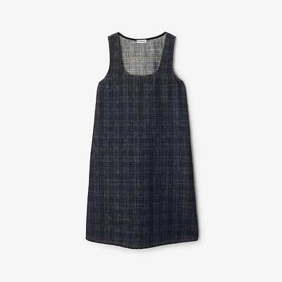 Check Denim Dress in Indigo - Women, Cotton | Burberry® Official