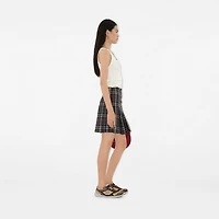 Check Wool Mini Kilt in Fig/black amethyst - Women | Burberry® Official