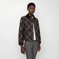 Cropped Check Quilted Cotton Jacket in Truffle brown - Women | Burberry® Official