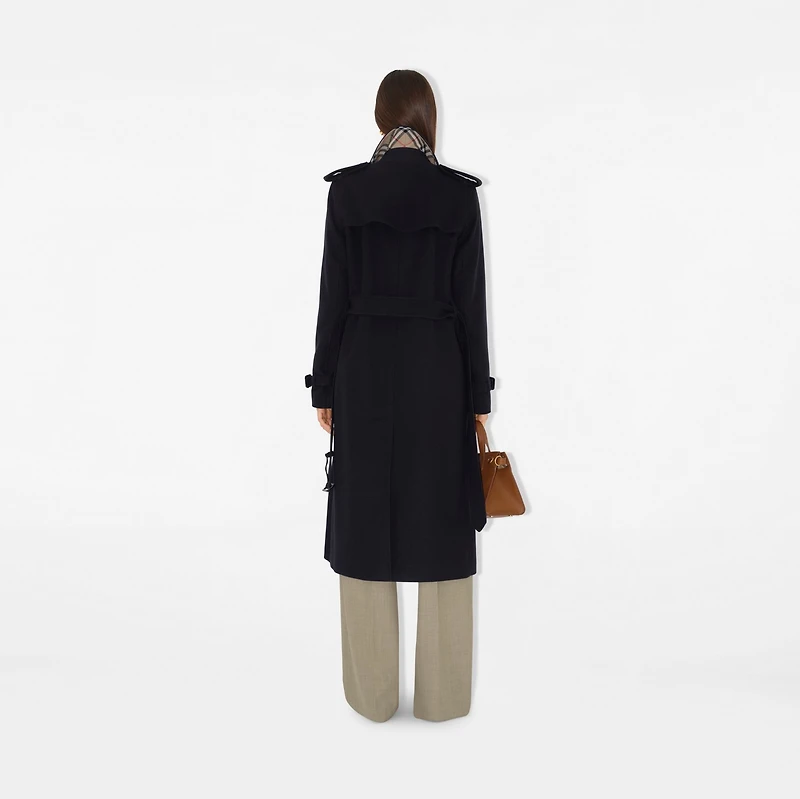 Long Cashmere Kensington Trench Coat in Navy - Women | Burberry® Official