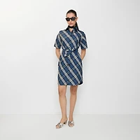 Check Cotton Shirt Dress in Pilot blue - Women | Burberry® Official
