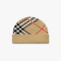 Check Cashmere Blend Beanie in Sand beige - Men | Burberry® Official