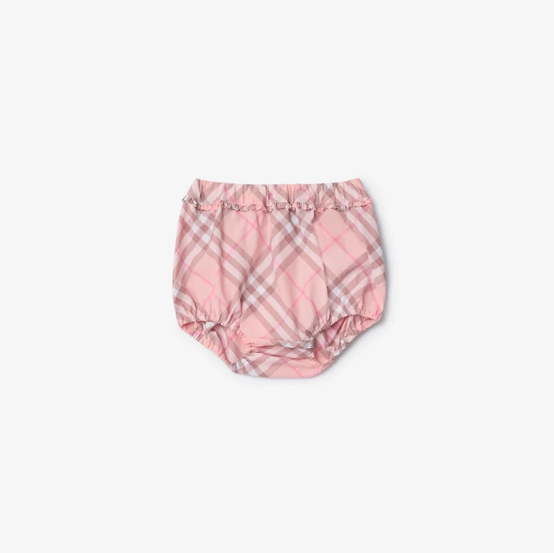 Check Cotton Dress with Bloomers in Peony pink - Children | Burberry® Official