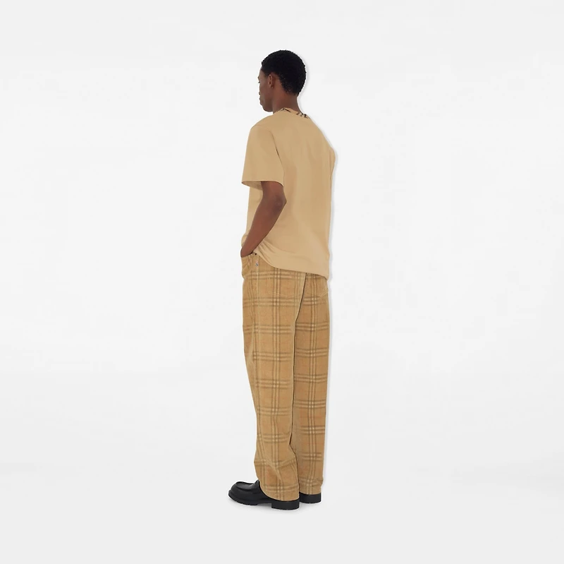 Check Corduroy Trousers in Sand - Men, Cotton | Burberry® Official