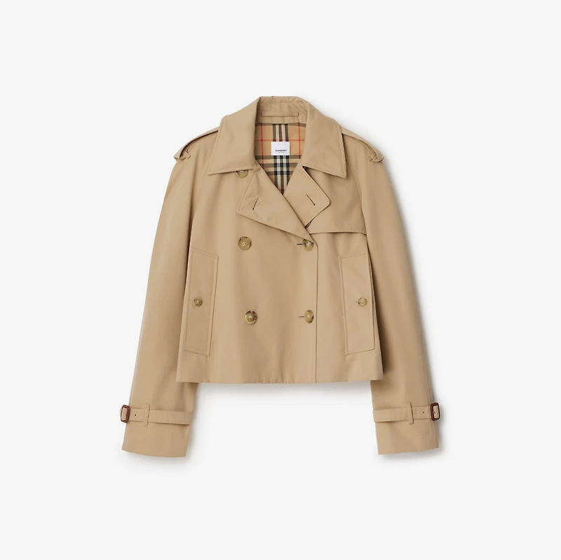 Cropped Gabardine Trench Jacket in Honey - Women