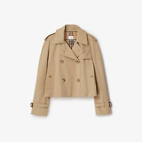 Cropped Gabardine Trench Jacket in Honey - Women