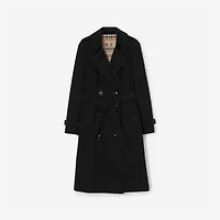 Long Chelsea Heritage Trench Coat in Black - Women, Cotton Gabardine | Burberry® Official